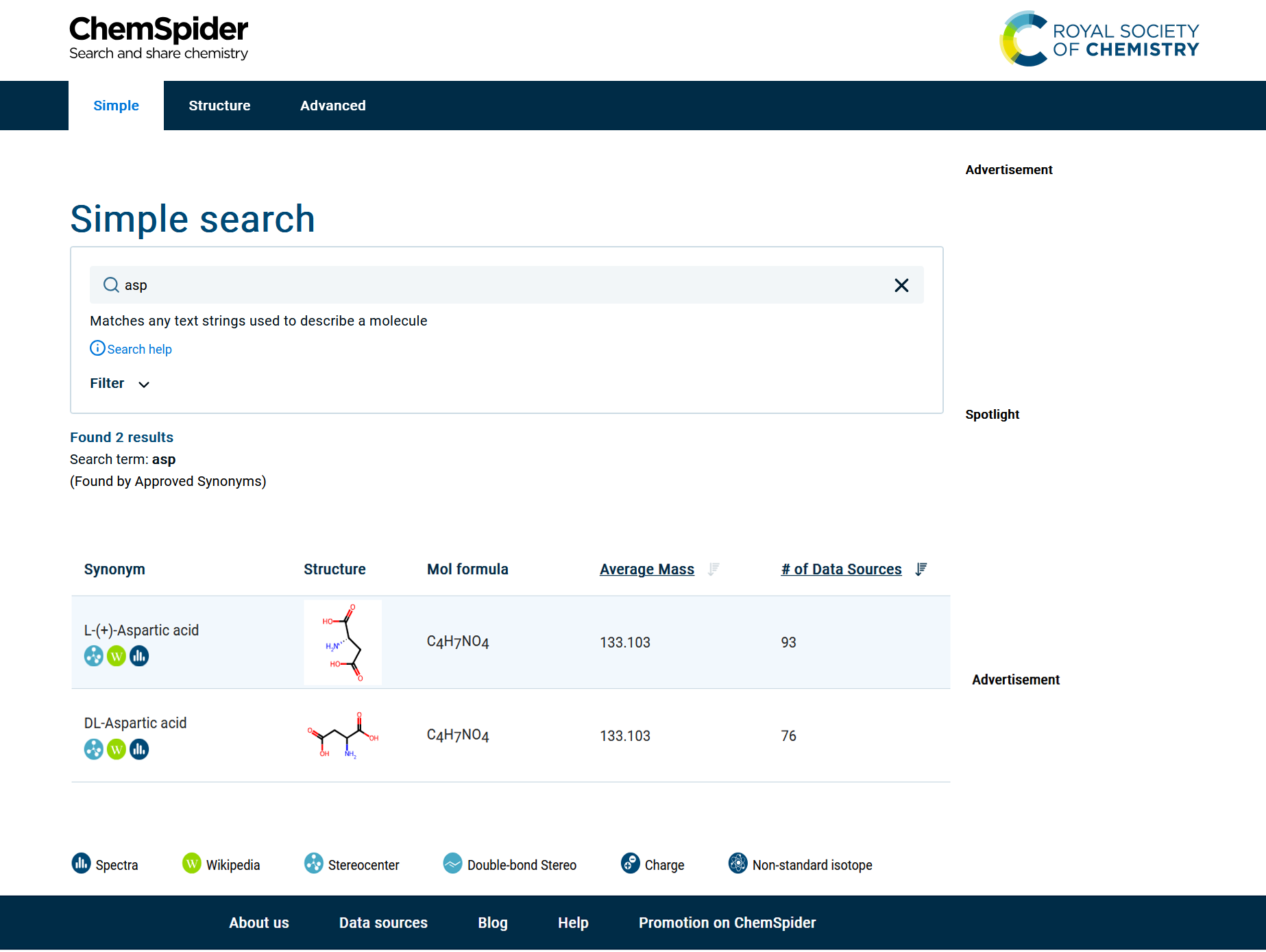 Chemspider Website